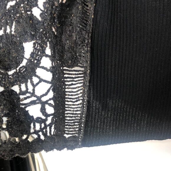 Curio New York Knit Detail Cardigan Black Tan Gold - Picture 8 of 13